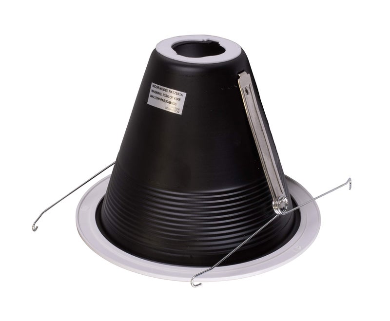 NICOR Lighting 6 inch Black Cone Baffle Trim with White Trim Ring, Fits 6 inch Housings (17551A) - Image 1